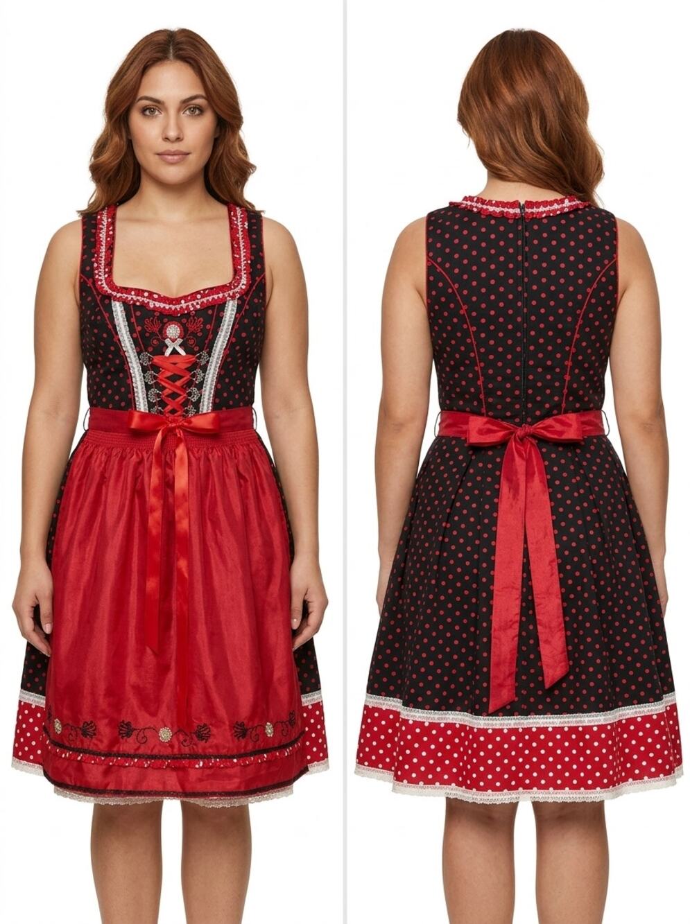 Spieth & Wensky Red Square Neck Knee Length Ruffle Lace Dress Women Size 36